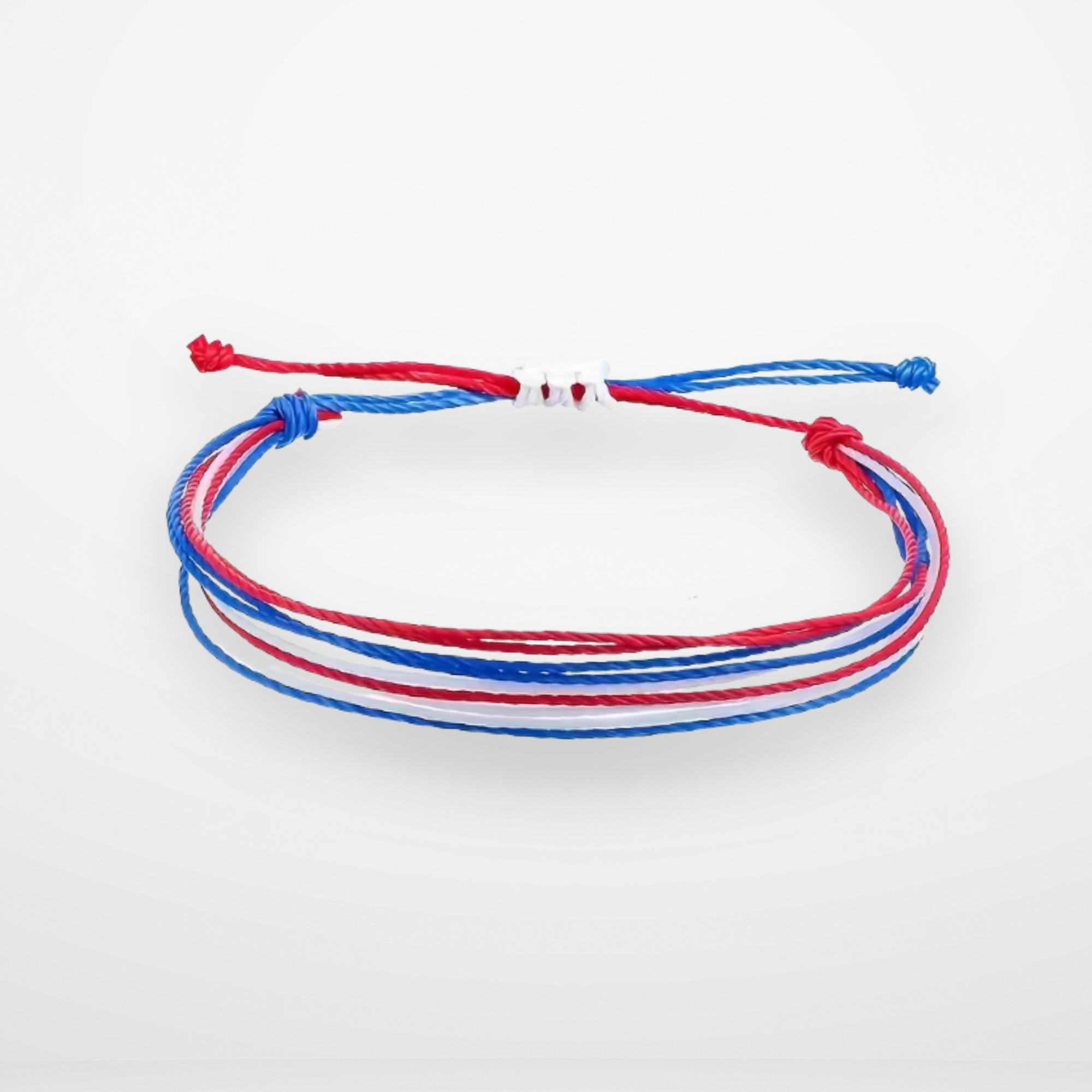 Red, White and Blue Cord Bracelet